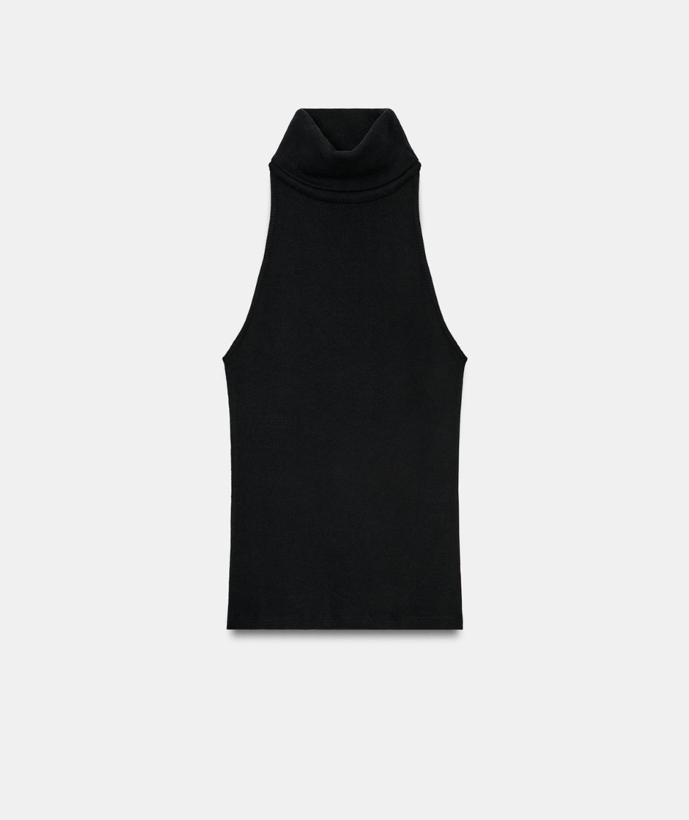 TOP CUELLO ALTO NEGRO